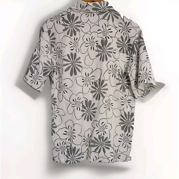 Kenneth Cole New York Men's Short Sleeve Button Up Black Gray Floral Tropical XL - Picture 4 of 9